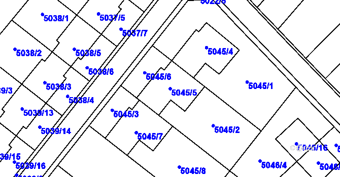 Parcela st. 5045/5 v KÚ Mikulov na Moravě, Katastrální mapa