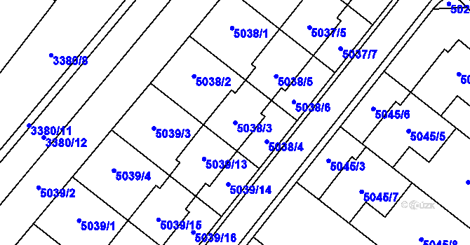 Parcela st. 5038/3 v KÚ Mikulov na Moravě, Katastrální mapa