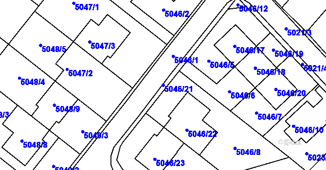 Parcela st. 5046/21 v KÚ Mikulov na Moravě, Katastrální mapa