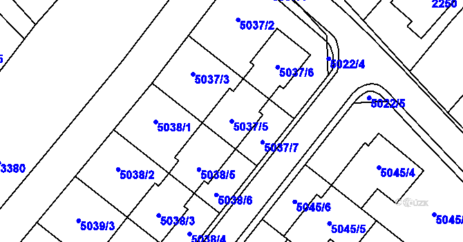 Parcela st. 5037/5 v KÚ Mikulov na Moravě, Katastrální mapa