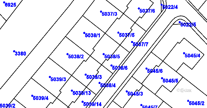 Parcela st. 5038/5 v KÚ Mikulov na Moravě, Katastrální mapa