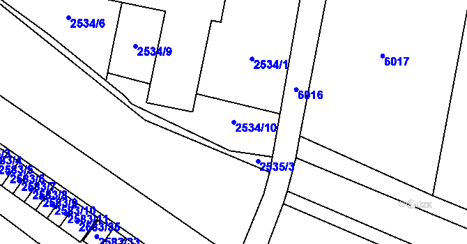 Parcela st. 2534/10 v KÚ Mikulov na Moravě, Katastrální mapa