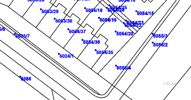 Parcela st. 5054/35 v KÚ Mikulov na Moravě, Katastrální mapa