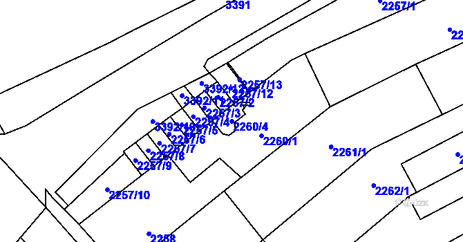 Parcela st. 2260/4 v KÚ Mikulov na Moravě, Katastrální mapa