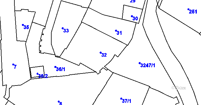 Parcela st. 32 v KÚ Mikulov na Moravě, Katastrální mapa