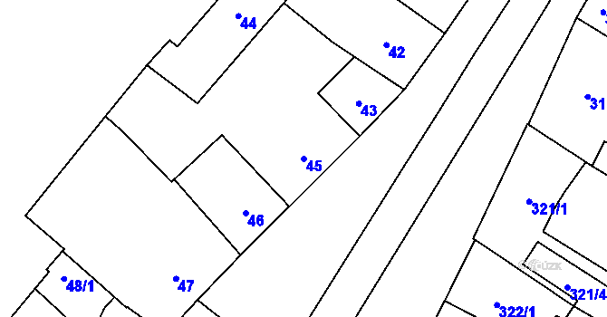 Parcela st. 45 v KÚ Mikulov na Moravě, Katastrální mapa