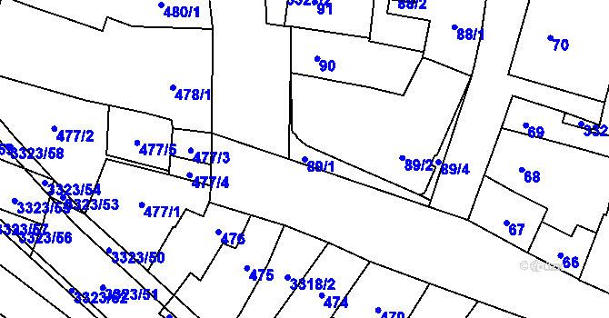 Parcela st. 89/1 v KÚ Mikulov na Moravě, Katastrální mapa