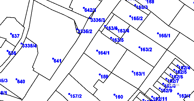 Parcela st. 164/1 v KÚ Mikulov na Moravě, Katastrální mapa