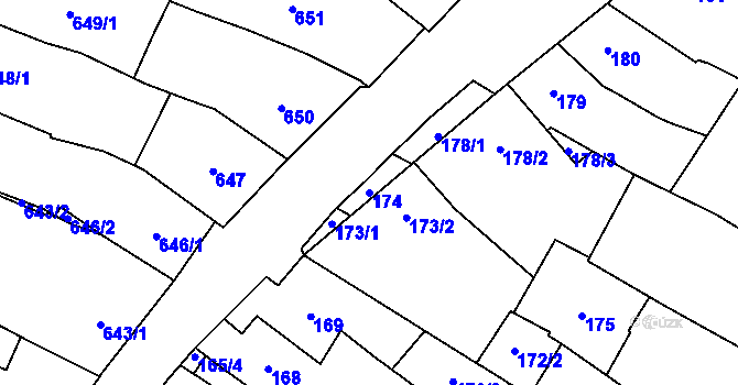 Parcela st. 174 v KÚ Mikulov na Moravě, Katastrální mapa