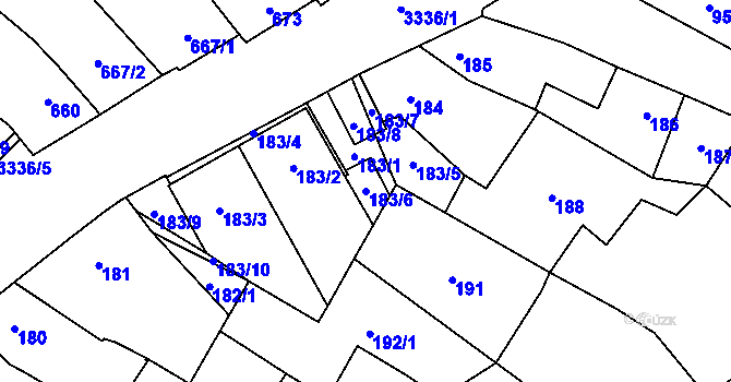 Parcela st. 183/6 v KÚ Mikulov na Moravě, Katastrální mapa
