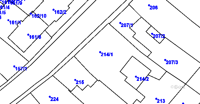 Parcela st. 214/1 v KÚ Mikulov na Moravě, Katastrální mapa