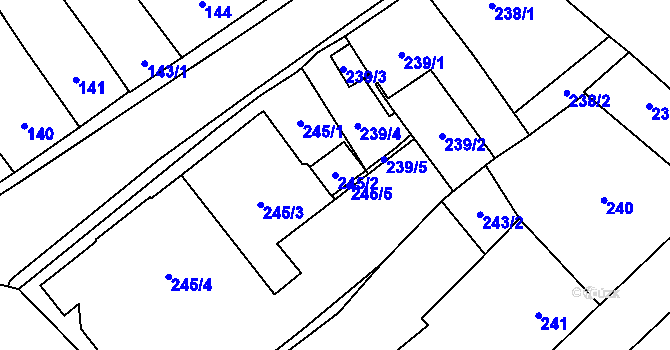 Parcela st. 245/2 v KÚ Mikulov na Moravě, Katastrální mapa