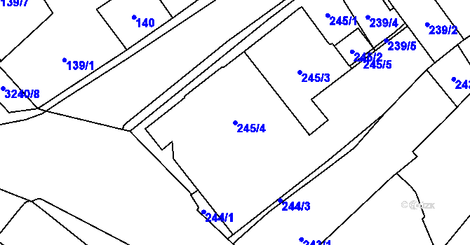 Parcela st. 245/4 v KÚ Mikulov na Moravě, Katastrální mapa