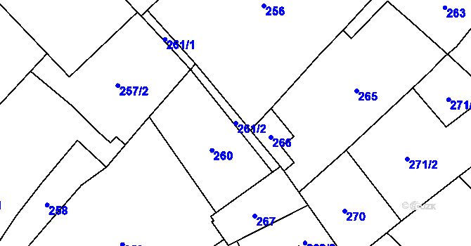 Parcela st. 261/2 v KÚ Mikulov na Moravě, Katastrální mapa