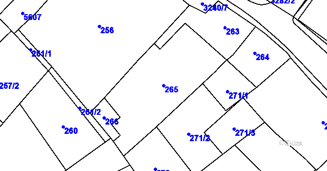 Parcela st. 265 v KÚ Mikulov na Moravě, Katastrální mapa