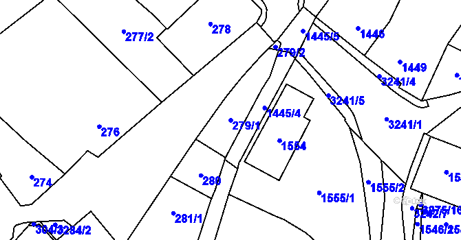 Parcela st. 279/1 v KÚ Mikulov na Moravě, Katastrální mapa