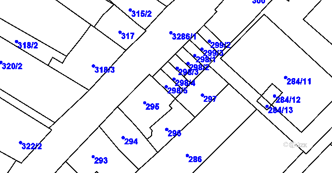 Parcela st. 298/5 v KÚ Mikulov na Moravě, Katastrální mapa