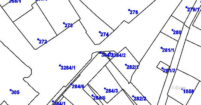Parcela st. 304/3 v KÚ Mikulov na Moravě, Katastrální mapa