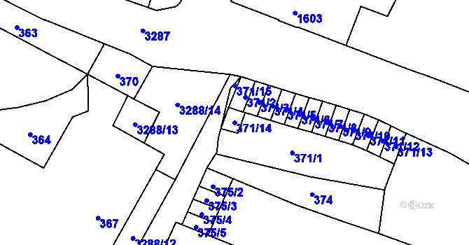 Parcela st. 371/14 v KÚ Mikulov na Moravě, Katastrální mapa