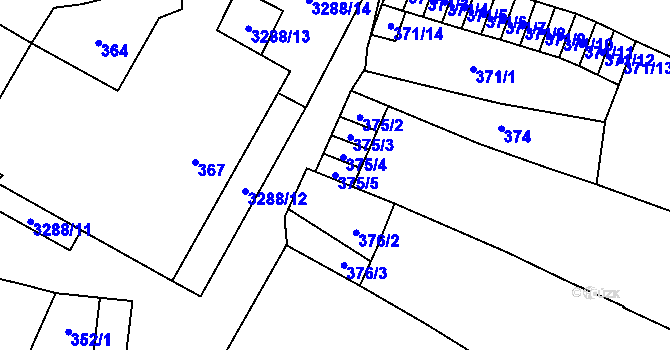 Parcela st. 375/5 v KÚ Mikulov na Moravě, Katastrální mapa