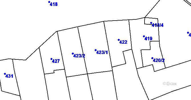 Parcela st. 423/1 v KÚ Mikulov na Moravě, Katastrální mapa