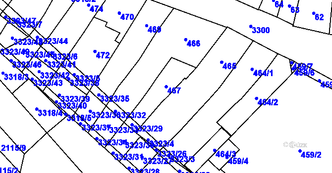 Parcela st. 467 v KÚ Mikulov na Moravě, Katastrální mapa