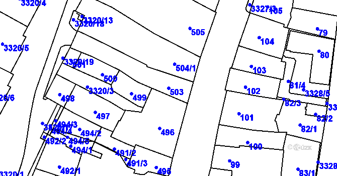 Parcela st. 503 v KÚ Mikulov na Moravě, Katastrální mapa