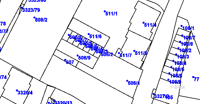 Parcela st. 506/2 v KÚ Mikulov na Moravě, Katastrální mapa
