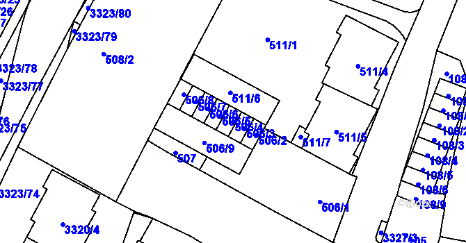Parcela st. 506/4 v KÚ Mikulov na Moravě, Katastrální mapa