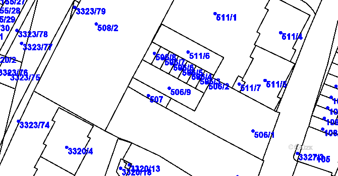 Parcela st. 506/9 v KÚ Mikulov na Moravě, Katastrální mapa