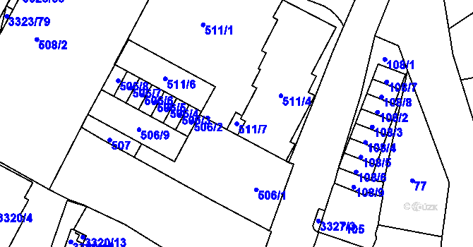 Parcela st. 511/7 v KÚ Mikulov na Moravě, Katastrální mapa
