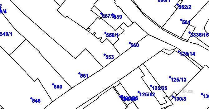 Parcela st. 553 v KÚ Mikulov na Moravě, Katastrální mapa