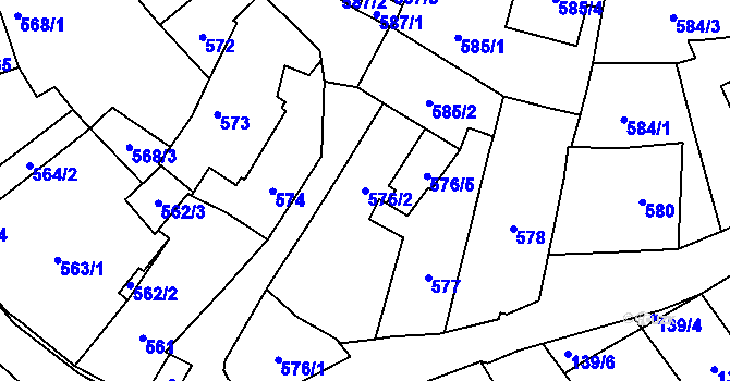 Parcela st. 576/2 v KÚ Mikulov na Moravě, Katastrální mapa