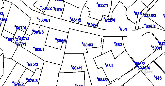 Parcela st. 584/3 v KÚ Mikulov na Moravě, Katastrální mapa
