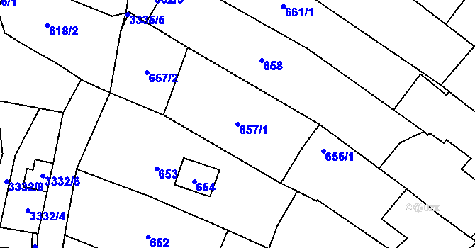 Parcela st. 657/1 v KÚ Mikulov na Moravě, Katastrální mapa