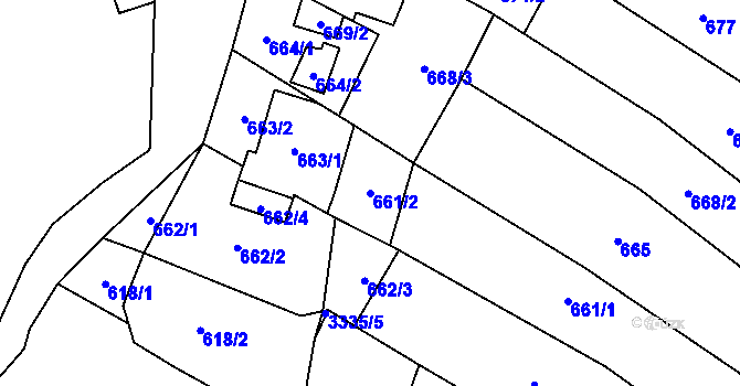 Parcela st. 661/2 v KÚ Mikulov na Moravě, Katastrální mapa