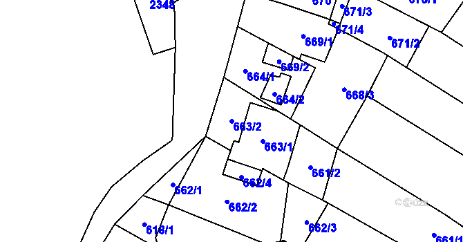Parcela st. 663/2 v KÚ Mikulov na Moravě, Katastrální mapa