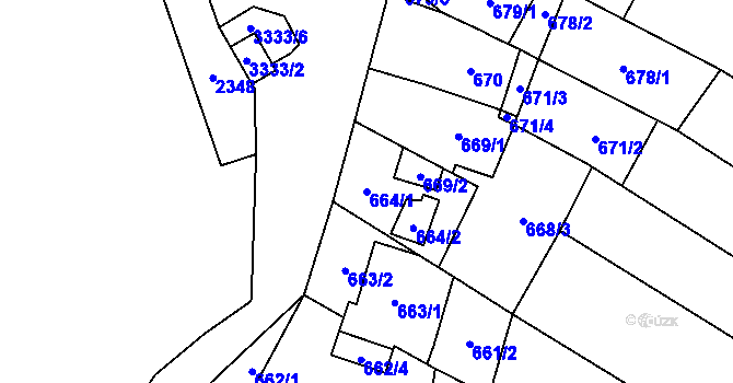 Parcela st. 664/1 v KÚ Mikulov na Moravě, Katastrální mapa