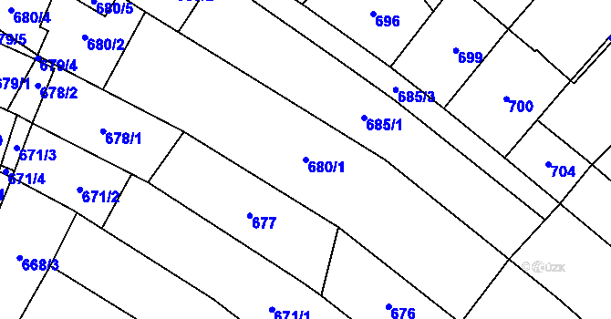 Parcela st. 680/1 v KÚ Mikulov na Moravě, Katastrální mapa