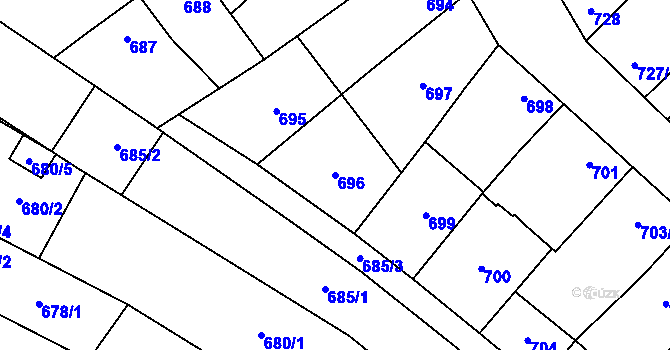 Parcela st. 696 v KÚ Mikulov na Moravě, Katastrální mapa
