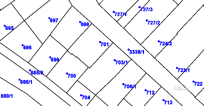 Parcela st. 703/2 v KÚ Mikulov na Moravě, Katastrální mapa