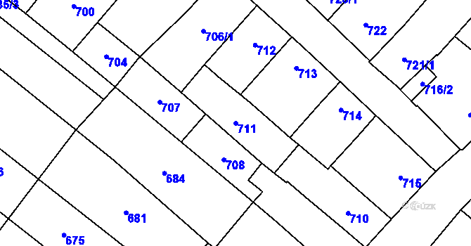 Parcela st. 711 v KÚ Mikulov na Moravě, Katastrální mapa