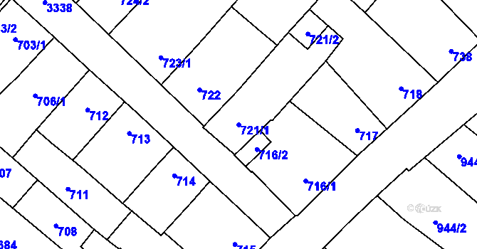 Parcela st. 721/1 v KÚ Mikulov na Moravě, Katastrální mapa