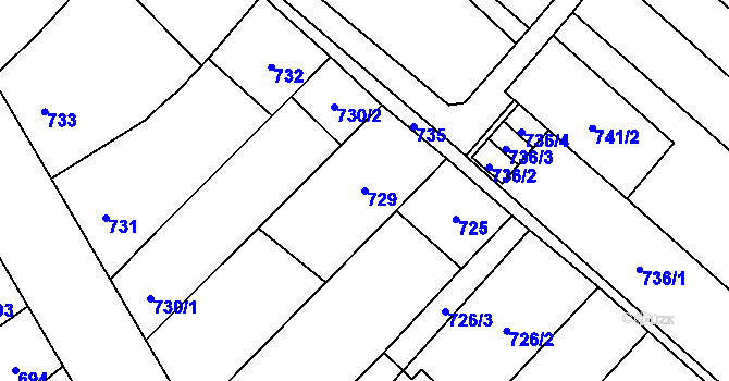 Parcela st. 729 v KÚ Mikulov na Moravě, Katastrální mapa