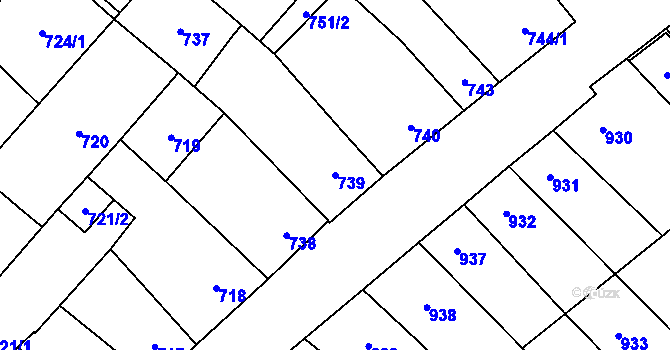 Parcela st. 739 v KÚ Mikulov na Moravě, Katastrální mapa