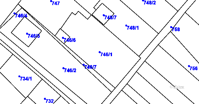 Parcela st. 746/1 v KÚ Mikulov na Moravě, Katastrální mapa