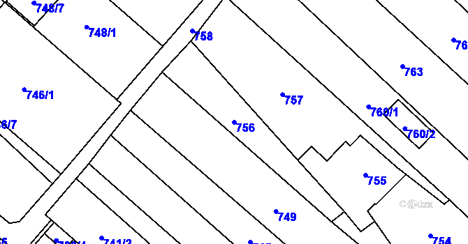 Parcela st. 756 v KÚ Mikulov na Moravě, Katastrální mapa
