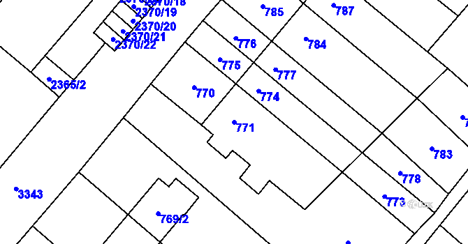 Parcela st. 771 v KÚ Mikulov na Moravě, Katastrální mapa