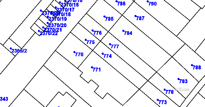 Parcela st. 774 v KÚ Mikulov na Moravě, Katastrální mapa