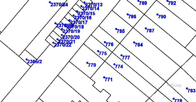 Parcela st. 775 v KÚ Mikulov na Moravě, Katastrální mapa